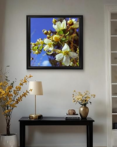 Miniatura 4 de The Virtue of God Impresiones fotográficas, juego de 4 imágenes cuadradas de Spirea en primavera con las cuentas de lluvia, lienzo sin marco,