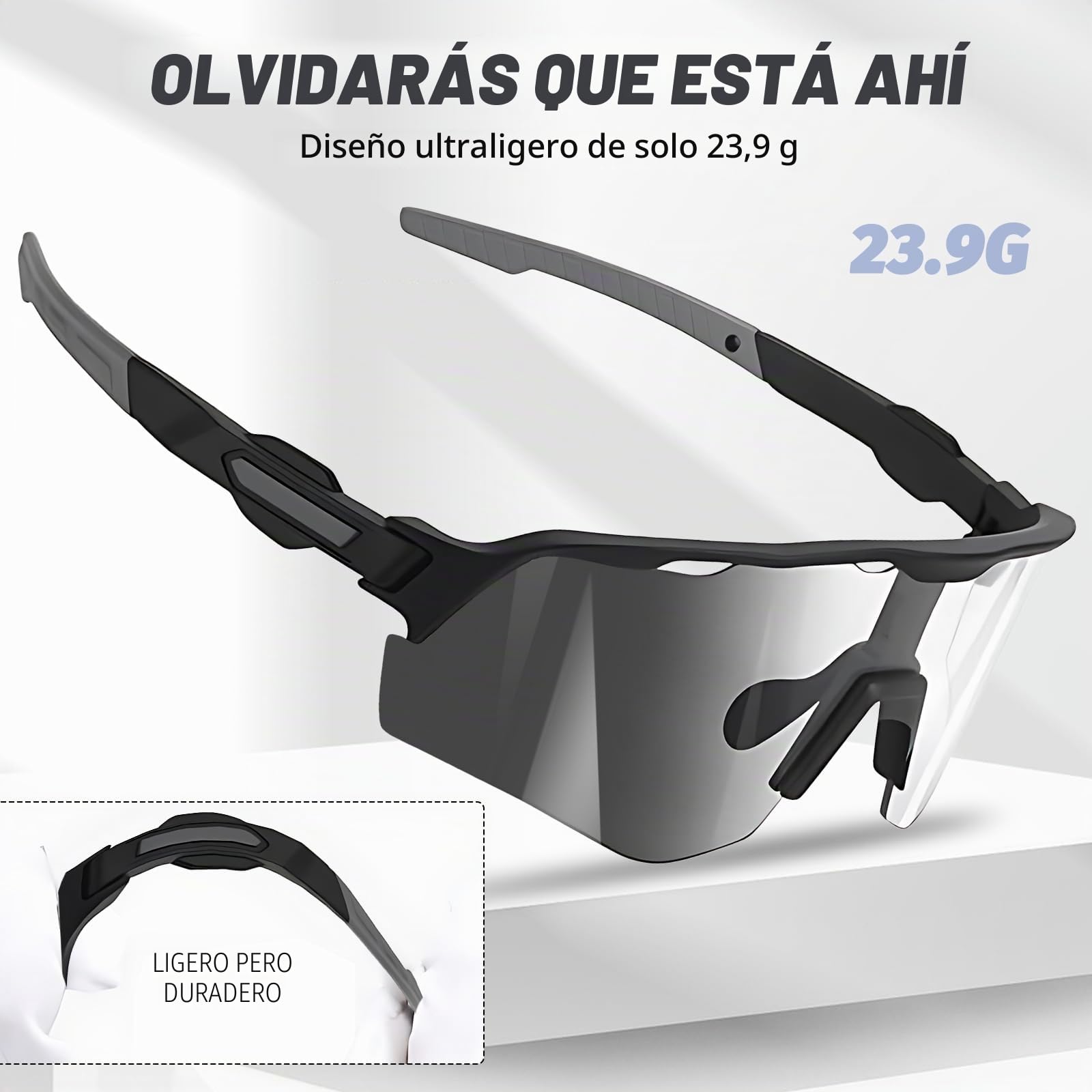 Gafas de ciclismo fotocromáticas con tintado automático, gafas de ciclismo para hombre, protección fotocromática UV400, gafas deportivas fotocromáticas para bicicleta de carretera, MTB, correr