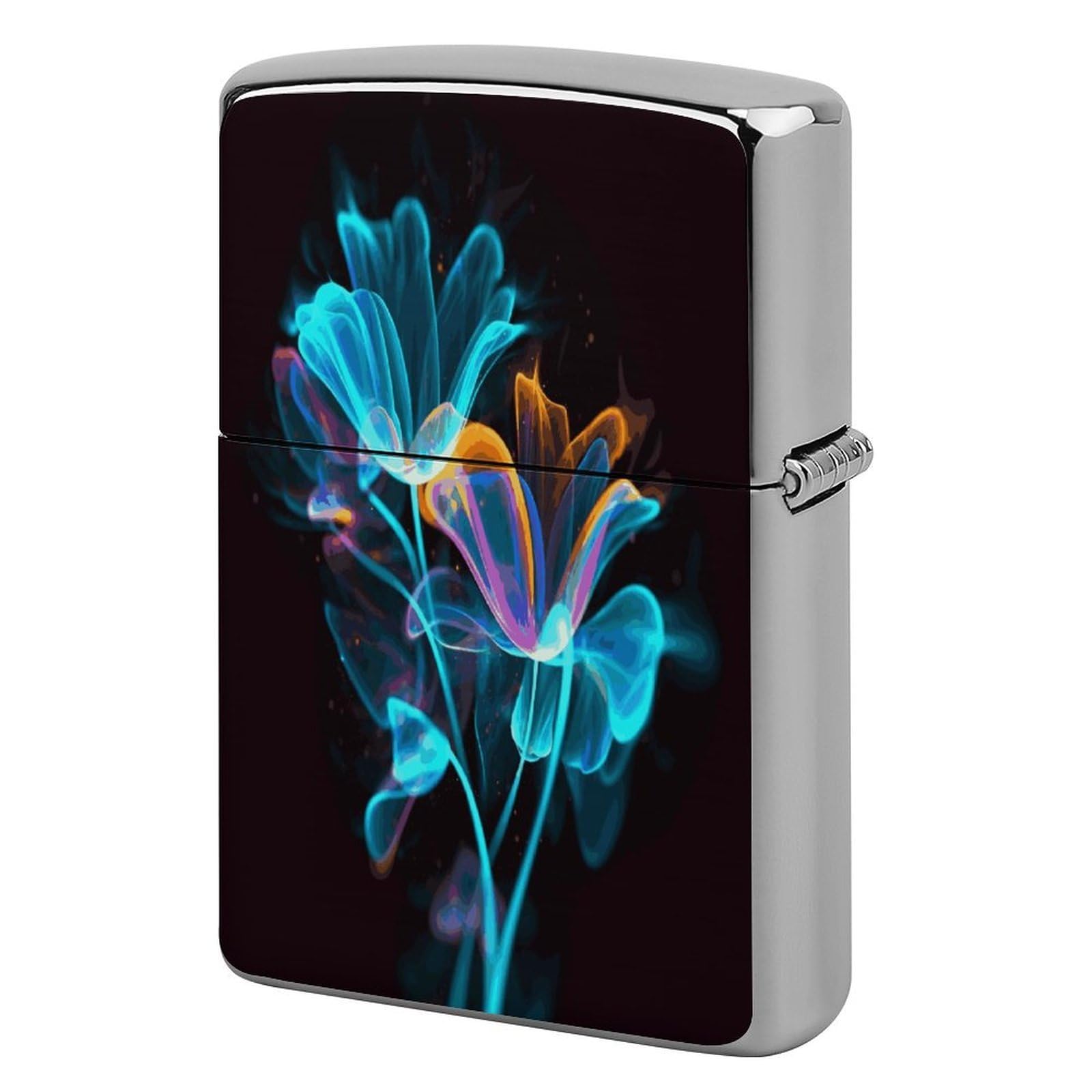 Fekiloot Style Neon Flowers Lighter Case Cover Metal Lighter Case