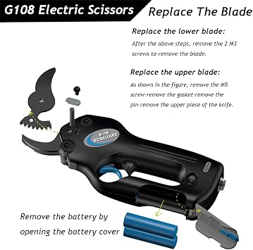Laecabv Electric Branch Cutter Scissors 12V Li-ion Battery Cordless Garden Pruning Shears Fruit Tree Orchard Grapevine Economical Sharp Cutting Tool