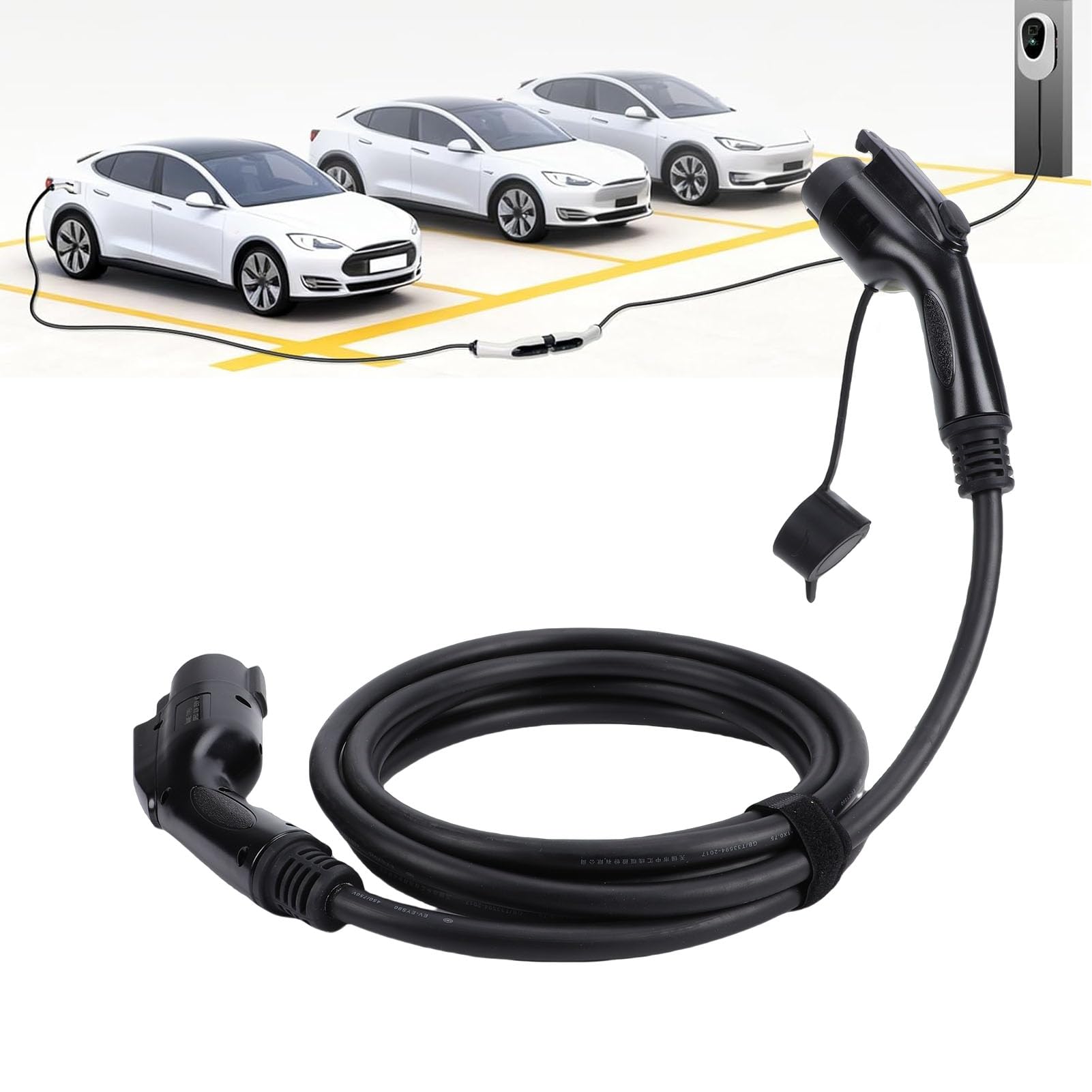 Akozon Cable de Carga J1772 EV, Cable de Extensión de Cargador de Coche, Carga Flexible para Múltiples Modelos EV de 16 Pies