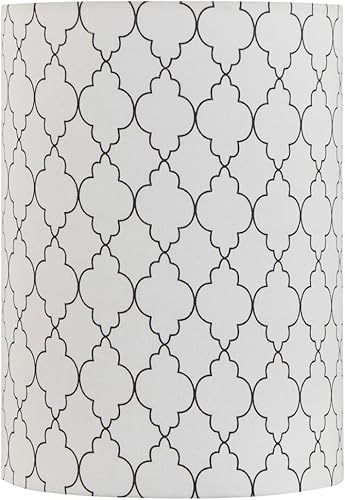Aspen Creative 31407 Pantalla de lámpara de construcción de araña en forma de tambor contemporáneo (cilindro) en color blanco con enrejado marroquí,