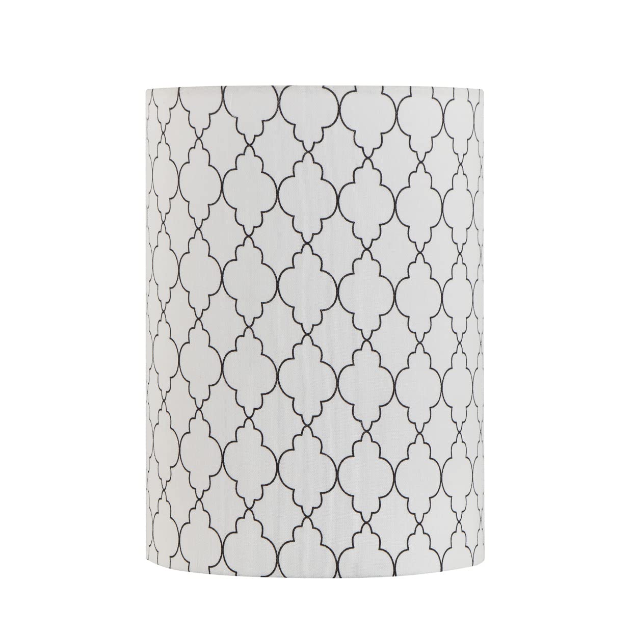 Aspen Creative 31407 Contemporary Drum (Cylinder) Shaped Spider Construction Lamp Shade in White with Moroccan Trellis, 8" wide (8" x 8" x 11")