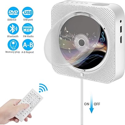 Lettore Portatile Lettore DVD CD Montabile Parete Bluetooth con Montaggio Parete Bluetooth con Full 1080P Hi-Fi Altoparlante jack 3 5 mm porta USB HDMI Argento Lettore Portatile Lettore DVD CD Montabile Parete Bluetooth con Montaggio Parete Bluetooth con Full 1080P Hi-Fi Altoparlante jack 3 5 mm porta USB HDMI Argento