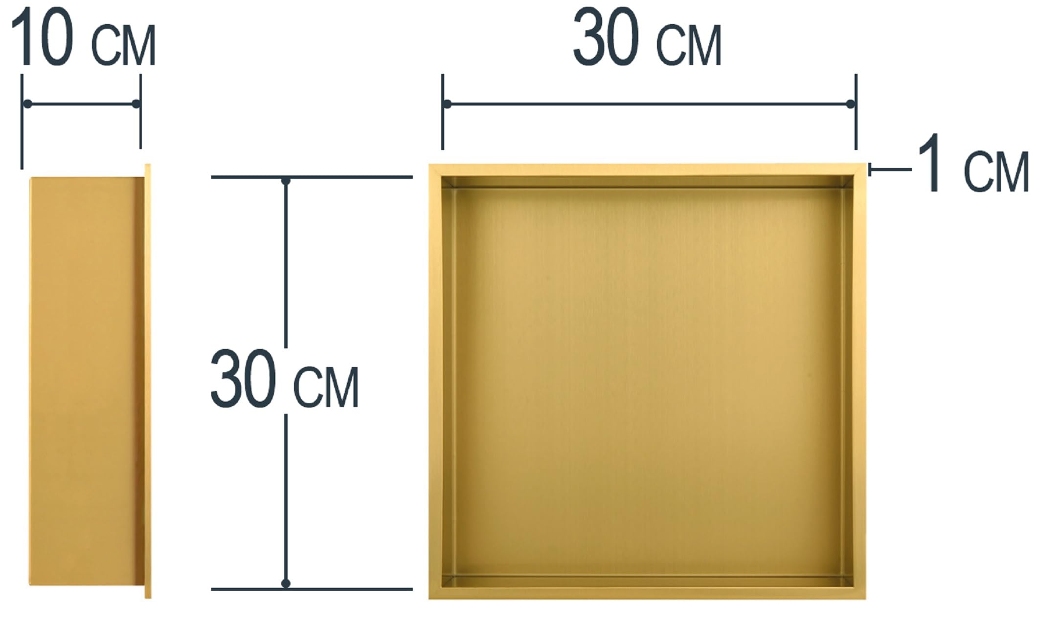 Hornacina de Ducha a Empotrar 30x30x10 cm | Acabado Dorado | Estante de Pared para Baño | Diseño Moderno y Resistente | EUROSANIT