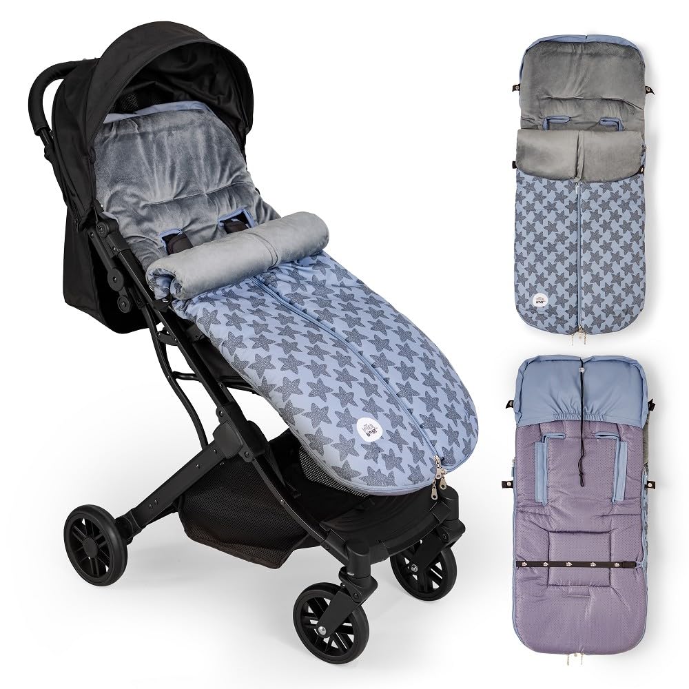 Interbaby Saco Silla Paseo Universal Saco Bebe Invierno Suave, Cálido, Afelpado | Saco Carro Bebe Invierno Desmontable, Doble Apertura, Lavado Fácil, Materiales Antialérgicos, Marino Gris