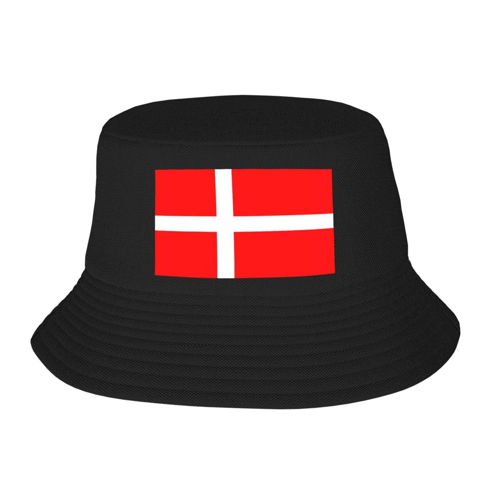 JBYJBX Denmark Danish Flag Print Fisherman's Hat Breathable Bucket Hats Fishing Cap Beach Travel Outdoor Activities Black, Black, One size