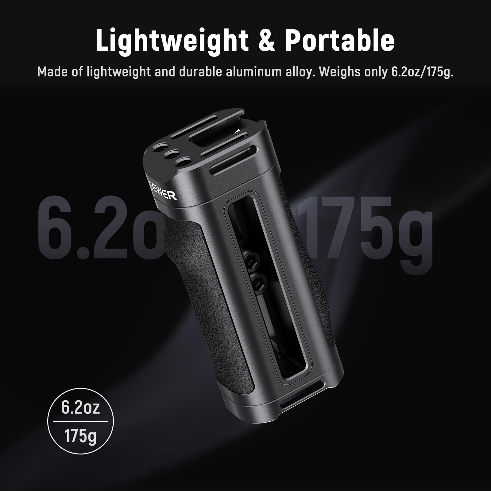 NEEWER Poignée latérale de l'OTAN légère, poignée Rig pour caméra Cage et poignée en Silicone, Pince de l'OTAN Fils 1/4" ColdShoe, réglage Vertical, Compatible avec SmallRig NEEWER Cage, CA068H
