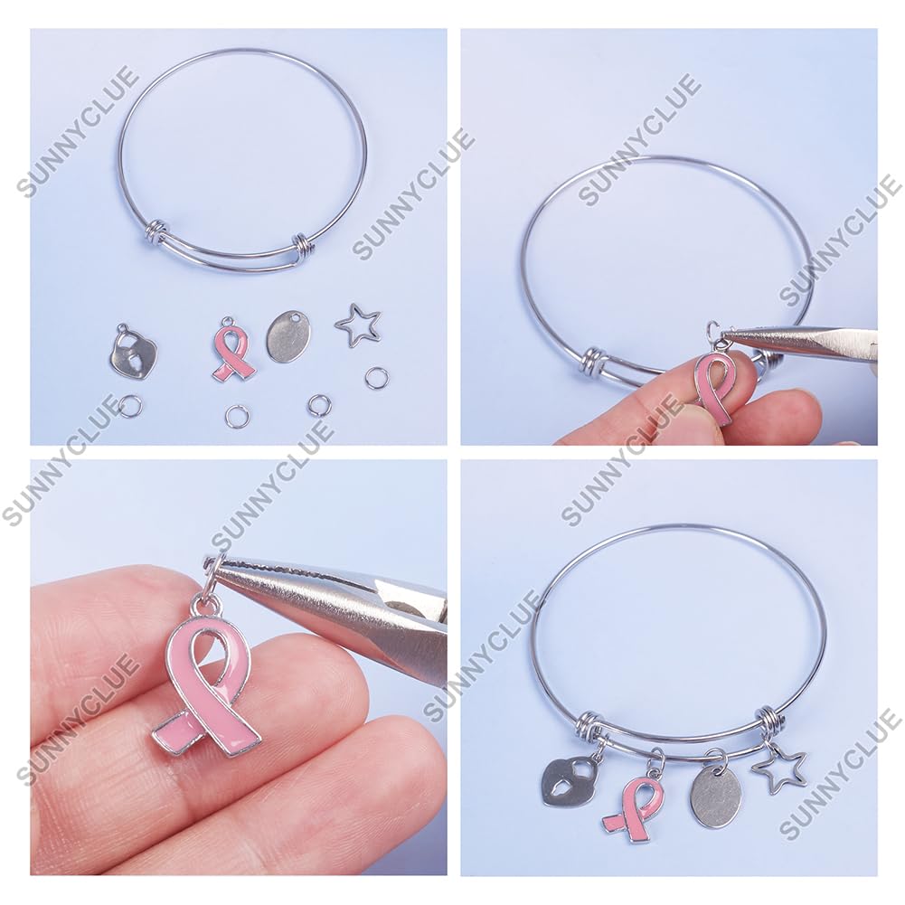 SUNNYCLUE 1 Scatola 45 Anelli Braccialetti per Corde di Chitarra Filo di Memoria Apribile A Vite Corda Sottile Braccialetti per Corde di Chitarra Impilabili da 2-1/4 Pollici Braccialetti per Corde di