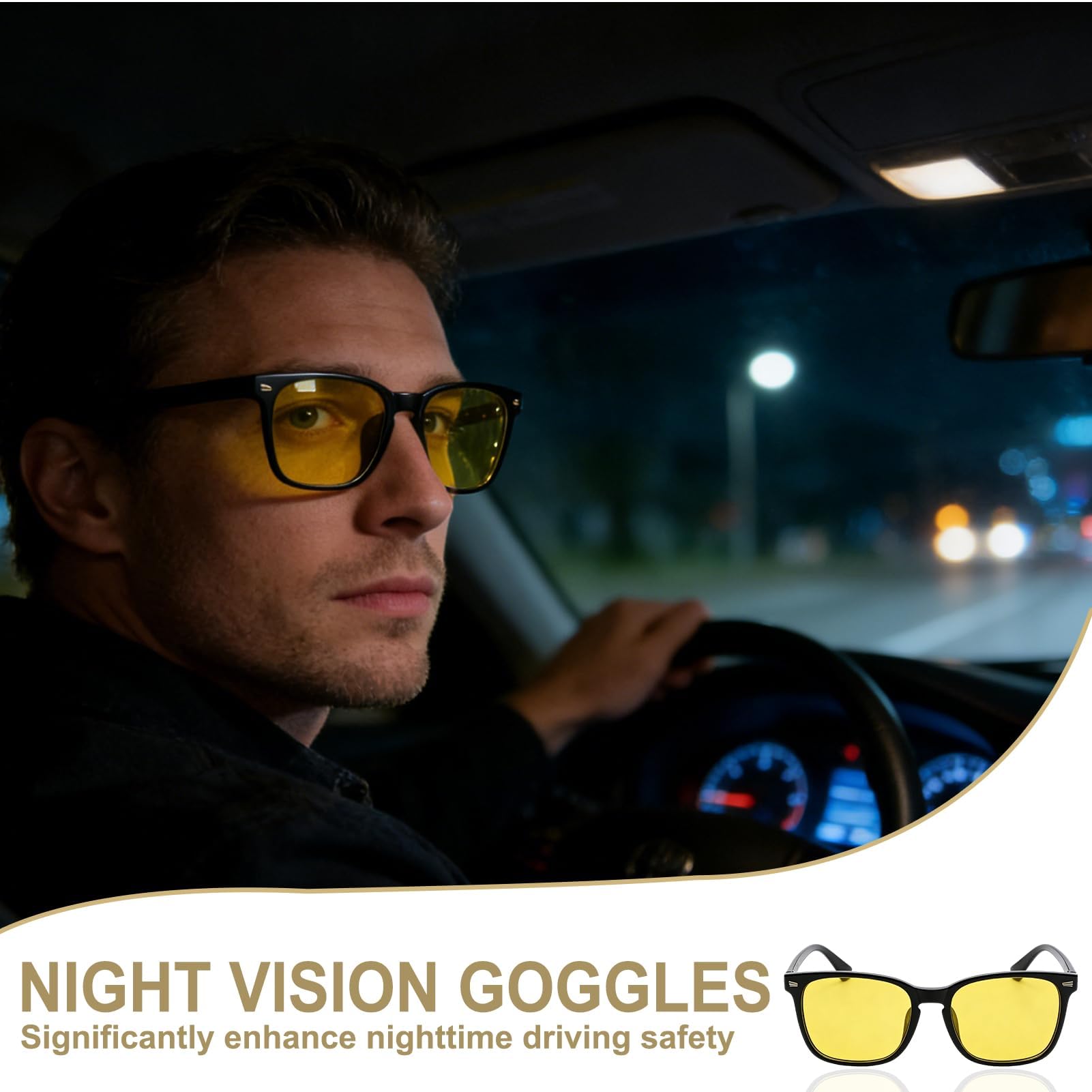 Nachtsichtbrille Autofahren, Polarisierte Nachtbrille für Herren und Damen, UV400 Schutz für Autofahrer und Brillenträger, Ideal zum Fahren, Angeln und Outdoorsport