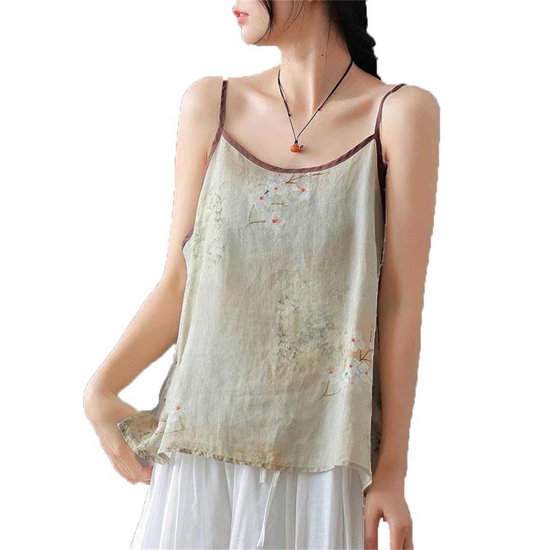 Vintage Imprimé Femmes D'été Spaghetti Strap Camis Crop Tops