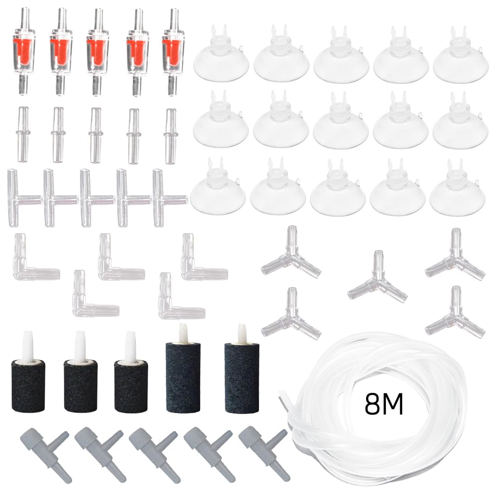 LANCARE 51 Piece Air Pump Accessories, 8m Transparent Silicone Hose