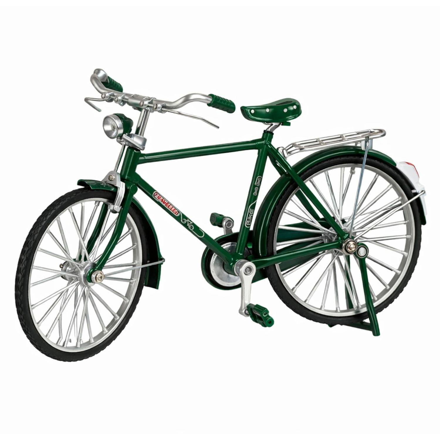 FunBlast Vintage Mini Metal Bicycle – 1:18 Die-Cast Realistic Bicycle Model with Briefcase and Pump, Retro Alloy Classical Cycle Toy for Desktop Ornament, Home Décor, Scene Model (Green)-image-32