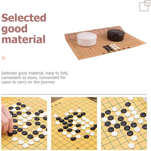 Miniatura 4 de jojofuny Juego de tablero de juego portátil tamaño de viaje con piedras de plástico convexas individuales y tablero Go Board clásico de estrategia