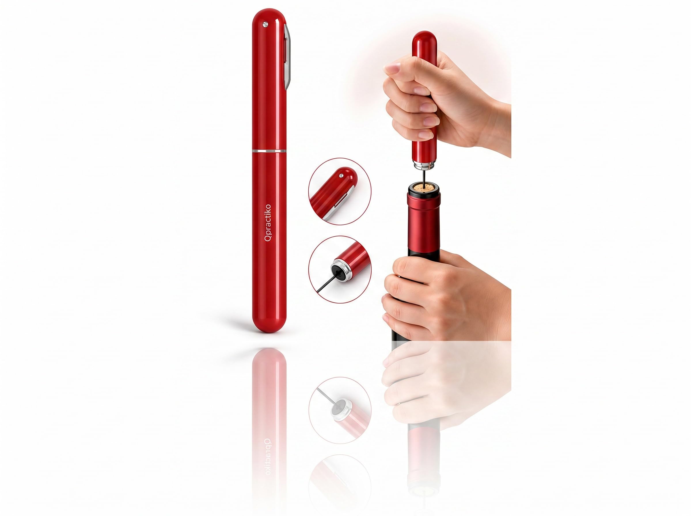 Sacacorchos de aire a presión con aguja inox | ABS resistente, 3 pasos de uso, extrae el corcho, apto para corchos naturales