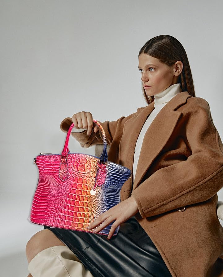 Women Purse Satchel Bag Long Crossbody Classy Tote Bag Top Handle Vegan Leather Ladies Handbags Embossed Pattern - Image 2