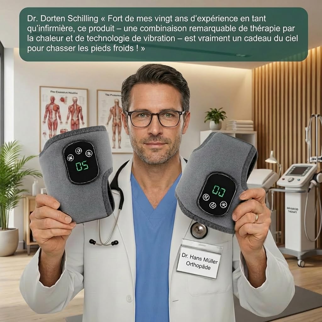 Fussmassagegerät Elektrisch Testsieger 3-in-1, Neuropathie Fußmassager mit Wärmetherapie und Vibration, Tragbares Kabelloses Massagegerät für Füße und Knöchel