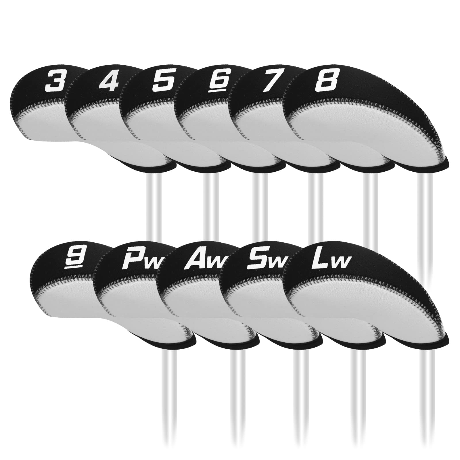 CRAFTSMAN GOLF 11pcs/Set Black and White Neoprene Iron Headcover Set with Large No. for All Brands Callaway,Ping,Taylormade,Cobra Etc. โ image 1
