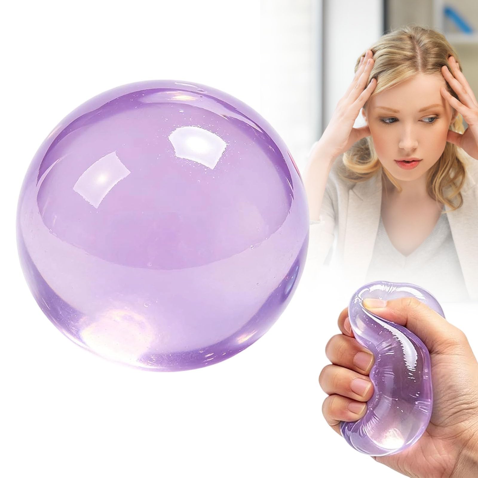 Coconut Oil Stress Ball, 2026 New Slow-Rising Squeeze Toy with Sea Shells Inside, Ball Shape Anxiety Sensory Coconut Oil Squishy Fidget Gift for Adults (A-06)