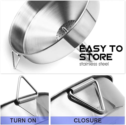 Miniatura 4 de Embudo grande de acero inoxidable súper grande con coladorfiltro desmontable para aceite de cocina y líquido de transmisión y polvo, embudos de