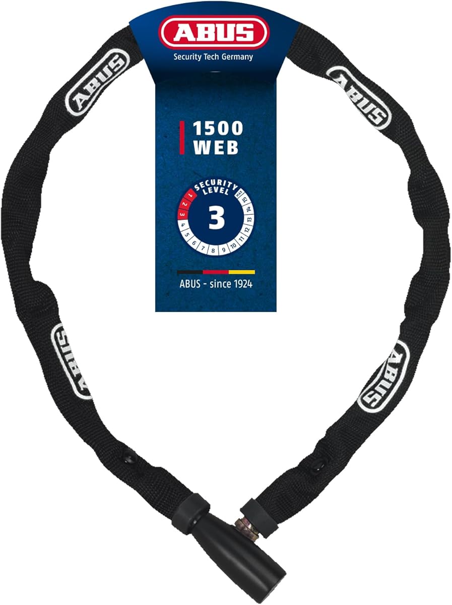 ABUS Kettenschloss 1500 Web – Fahrradschloss aus Spezialstahl – 4 mm dicke Rundkette - ABUS-Sicherheitslevel 3