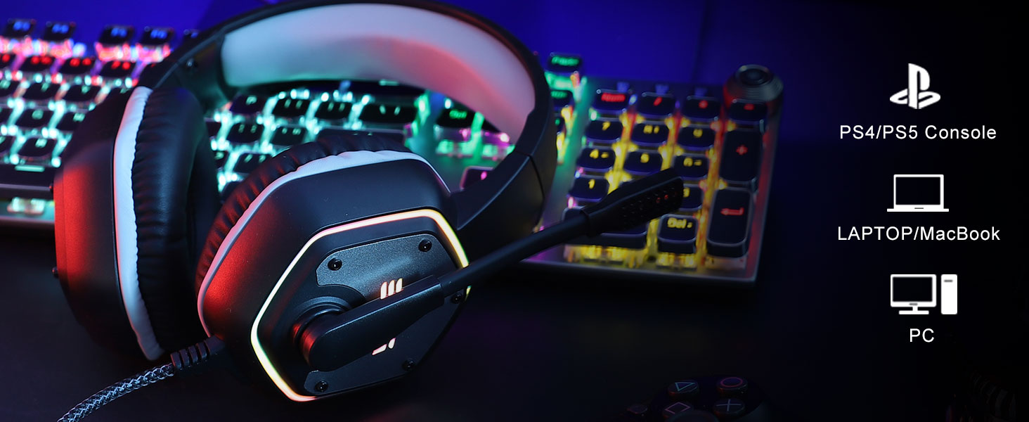 Amazon.co.jp: EKSA ゲーミングヘッドセットPS4/PS5/PC用USBゲーミング