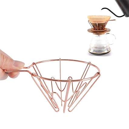 Coffee Filter Cup Holder, Pour Over Coffee Filter Net Stainless Steel Dripper Filter Cup, Solid Drip Coffee Maker Household Kitchen Espresso Accessories
