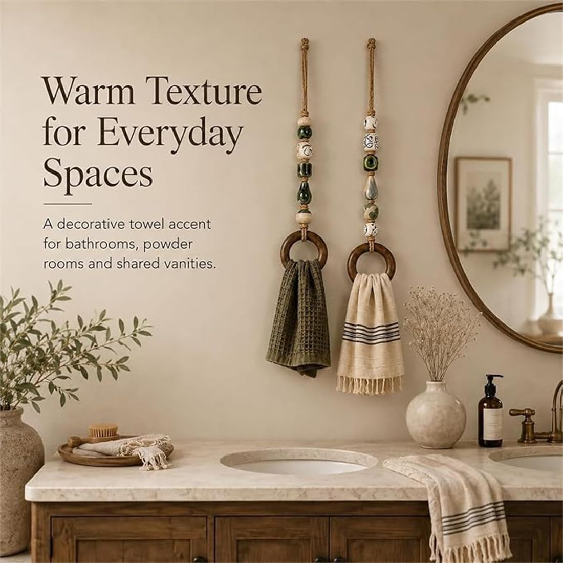 Toallero Decorativo con Cuentas y aro de Madera. (Todos)