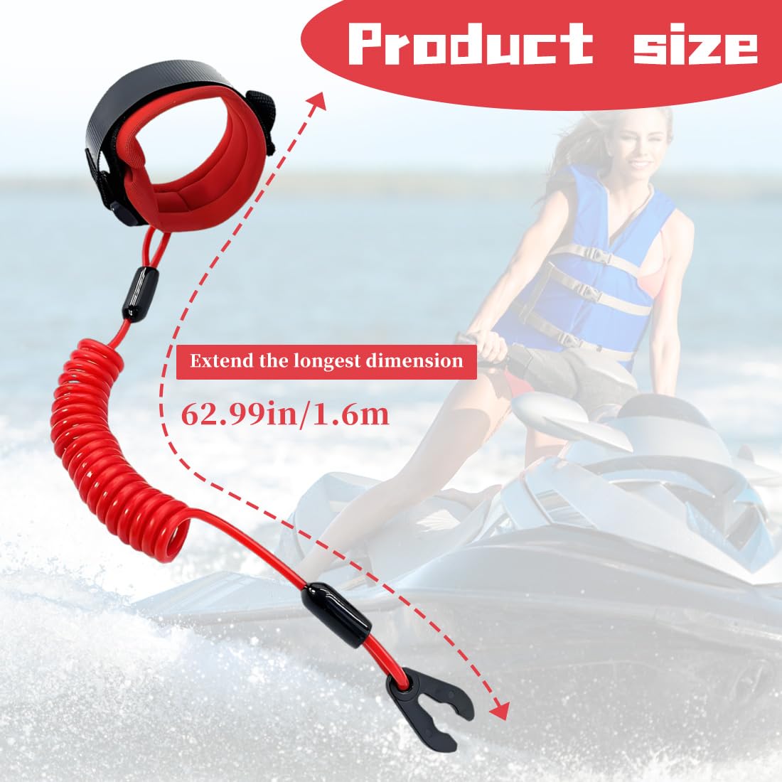 Lanière à Clé pour Interrupteur d'Arrêt du Moteur, Coupe Circuit Bateau, pour Arrêt d'Urgence de Bateau, Interrupteur Hors-bord Électrique - 2