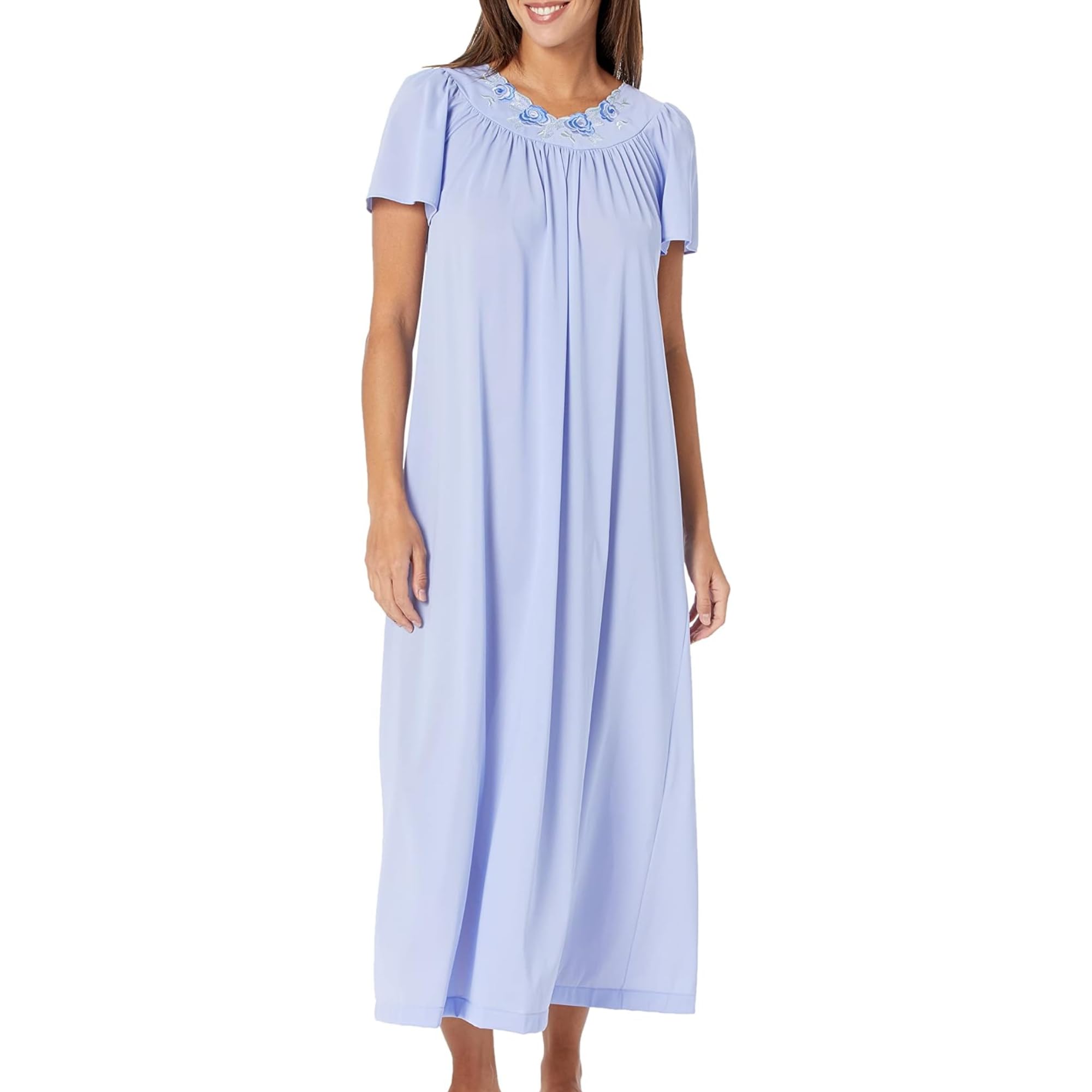 Shadowline Women's Petals 53 Inch Short Flutter Sleeve Long Gown