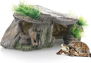 NHPY 1 Artikel Schildkröten Erde Reptilienbox Unterschlupf Terrarium Versteck Höhlen Schildkröte Rampe Basking Platform Habitat Dekor Befeuchten Verstecken Höhle Harz Rock Schildkröten Terrarium product image