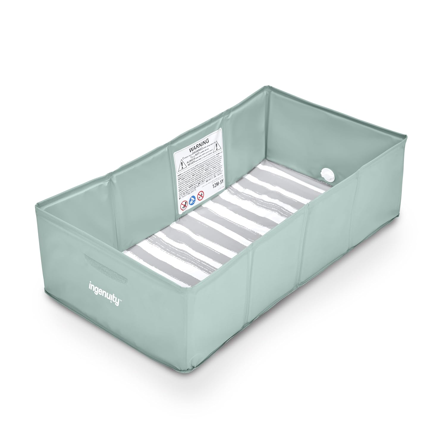 Ingenuity Tuckaway Toddler Folding Tub, Converts Shower to Tub, Folds to Store, Easy to Clean, No Assembly Required, Portable Baby Bathtub for Travel, 12M-5Y, Green