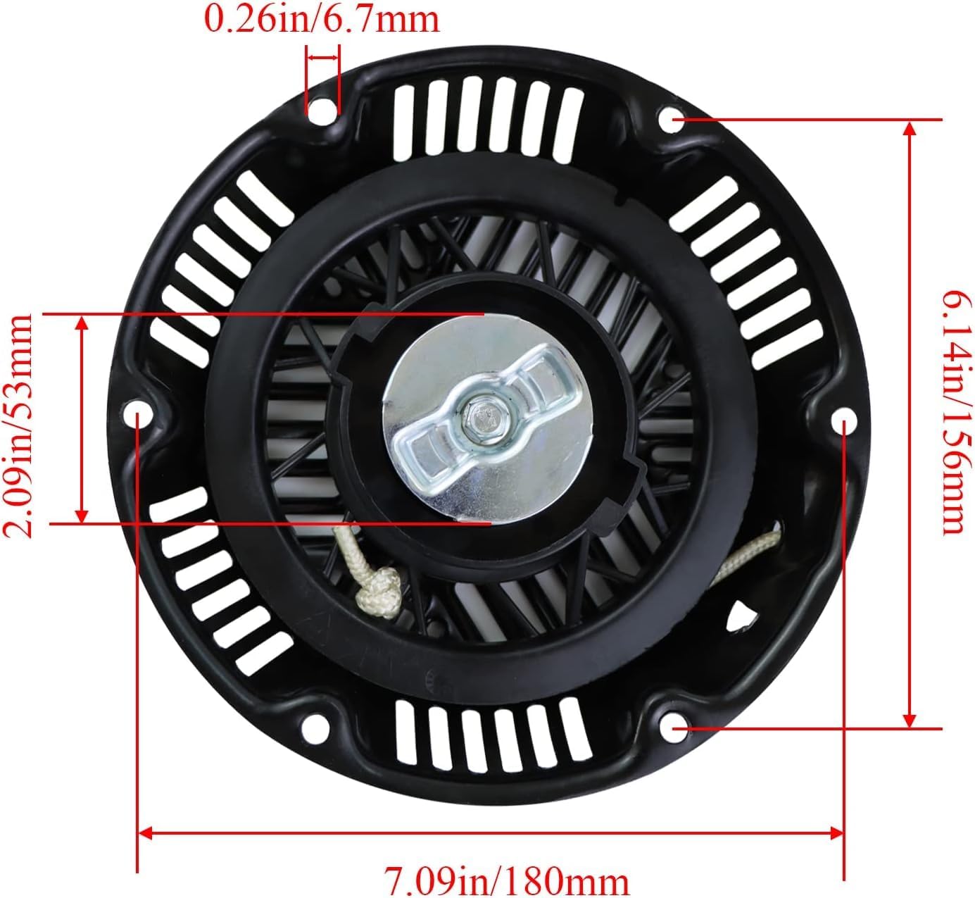 591781 Recoil Starter Compatible with B & S Pull Start Assembly 306cc 10hp for Generator Pressure Washer Parts Black 6 Holes