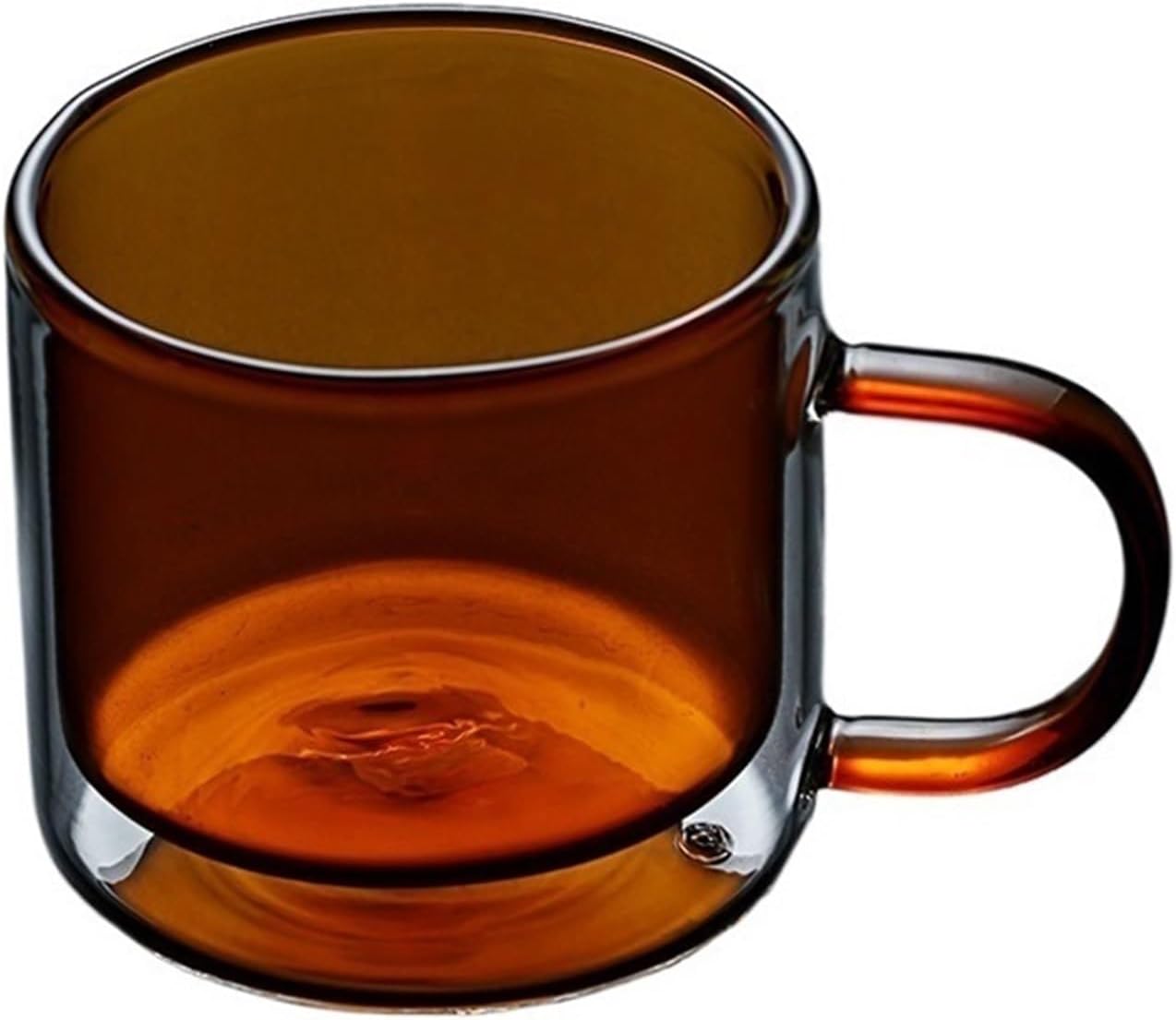 Glass Cups Colorful Double Wall, Borosilicate Teacups Coffee Mugs with Handle, 250ML for Juice(Light Pink)