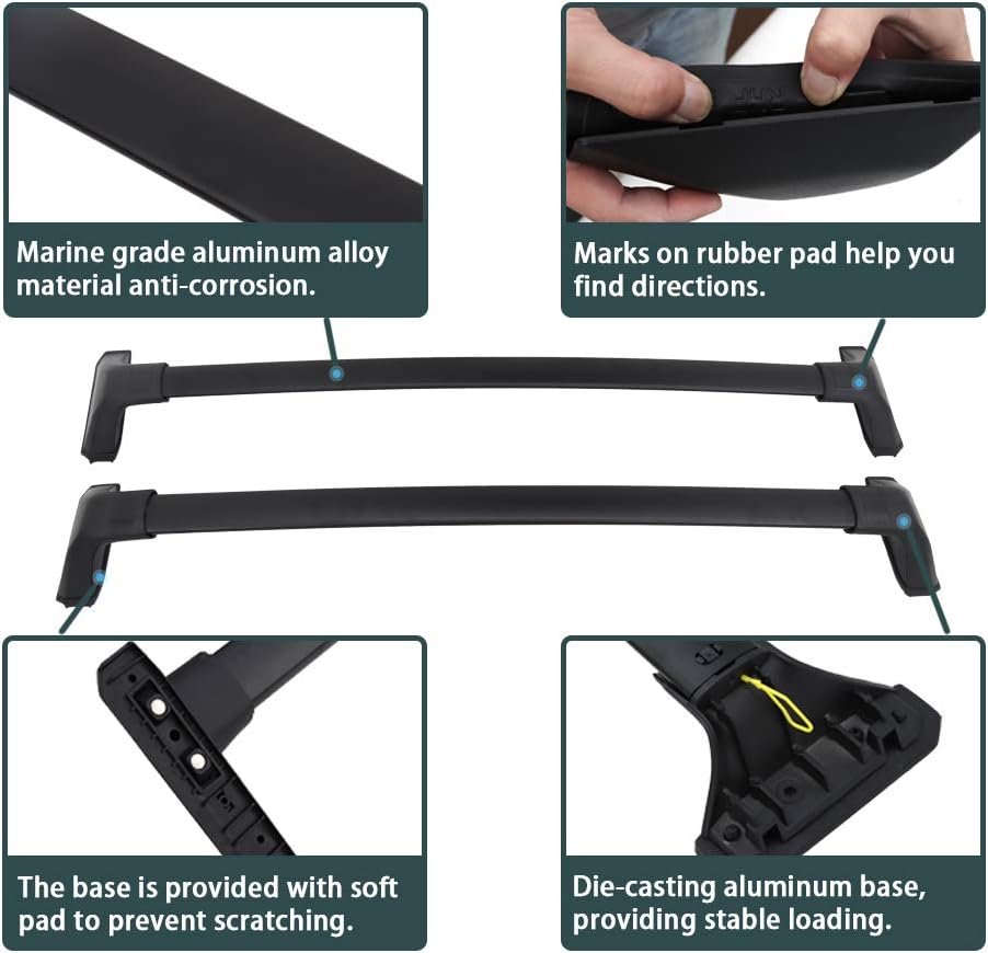 Cross Bars Fit for Toyota Highlander XLE & XSE Limited & Platinum & XSE 2020 2021 2022 2023 2024 2025 Roof Rack Black Cargo Baggage Luggage (Models with Factory Roof Rails)