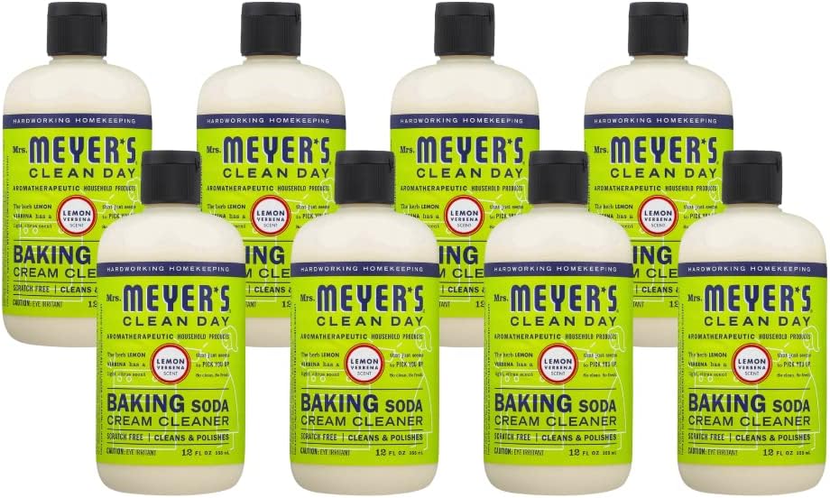 Mrs. Meyer's Baking Soda Cream Cleaner, Lemon Verbena, 12 Fl Oz (Pack of 8)