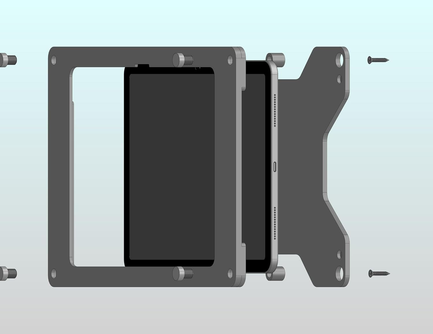 TABcare Acrylic Wall Mount Floating Frameless Display with Metal Standoff for iPad 10 10.9", 11 A16 Tablet (White, iPad 10/11)