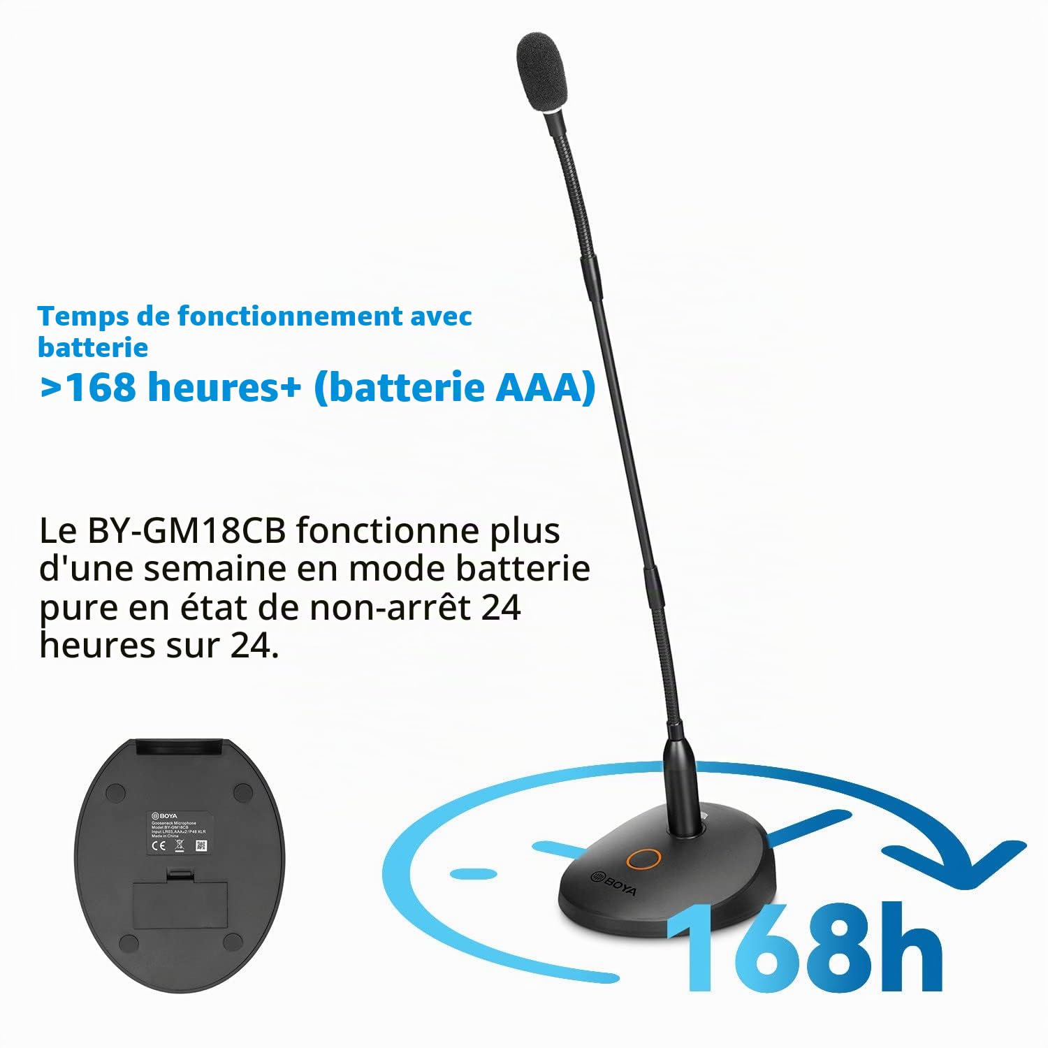 BOYA Micro XLR, Microphone à condensateur à col de Cygne avec indicateur LED pour Les réunions, Les vidéoconférences, Les conférences en streaming-BY-GM18CB