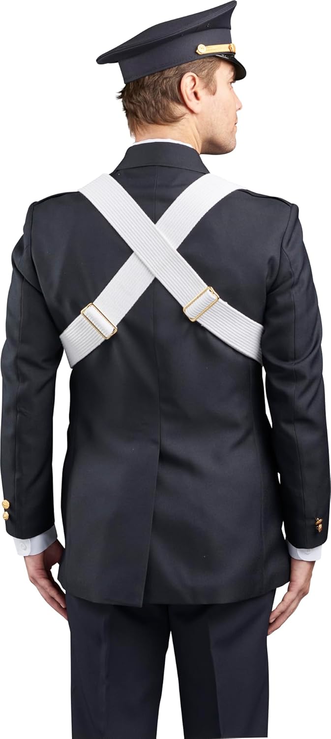 JAY-PEE Heavy Duty Parade Flag Carrier White Double Strap Honor Guard Web Harness and Metal Cup