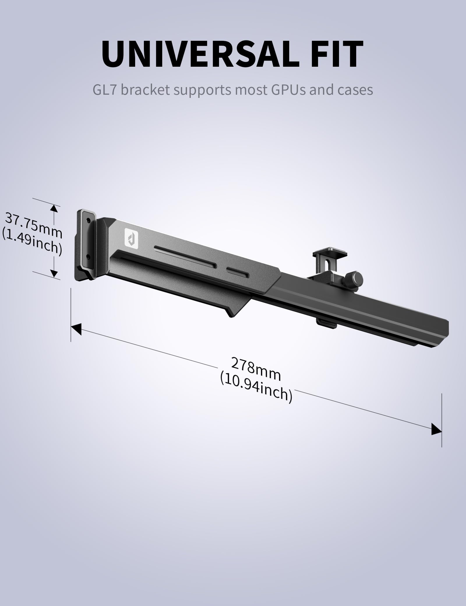 upHere GL7 Support de GPU en alliage robuste pour carte graphique réglable pour cartes vidéo universelles, design rail coulissant, noir