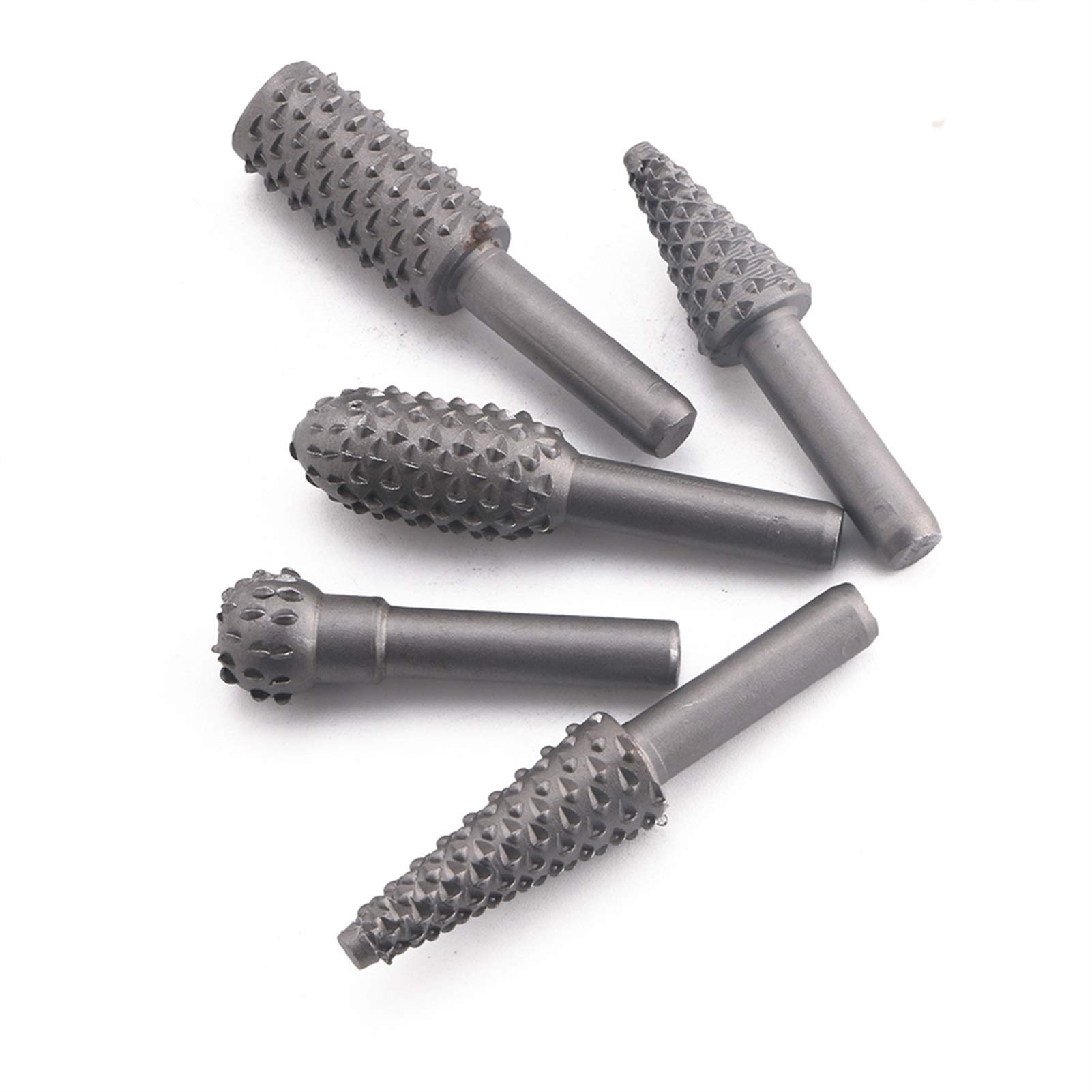 PiWine Feilen-Set, Metallfeilen-Set, 5-teilig, Holzbearbeitung, Drehgrat, Holzschnitzerei, Raspel, Bohrer-Set, 6 mm Schaft, grobverzahnte, robuste Feile