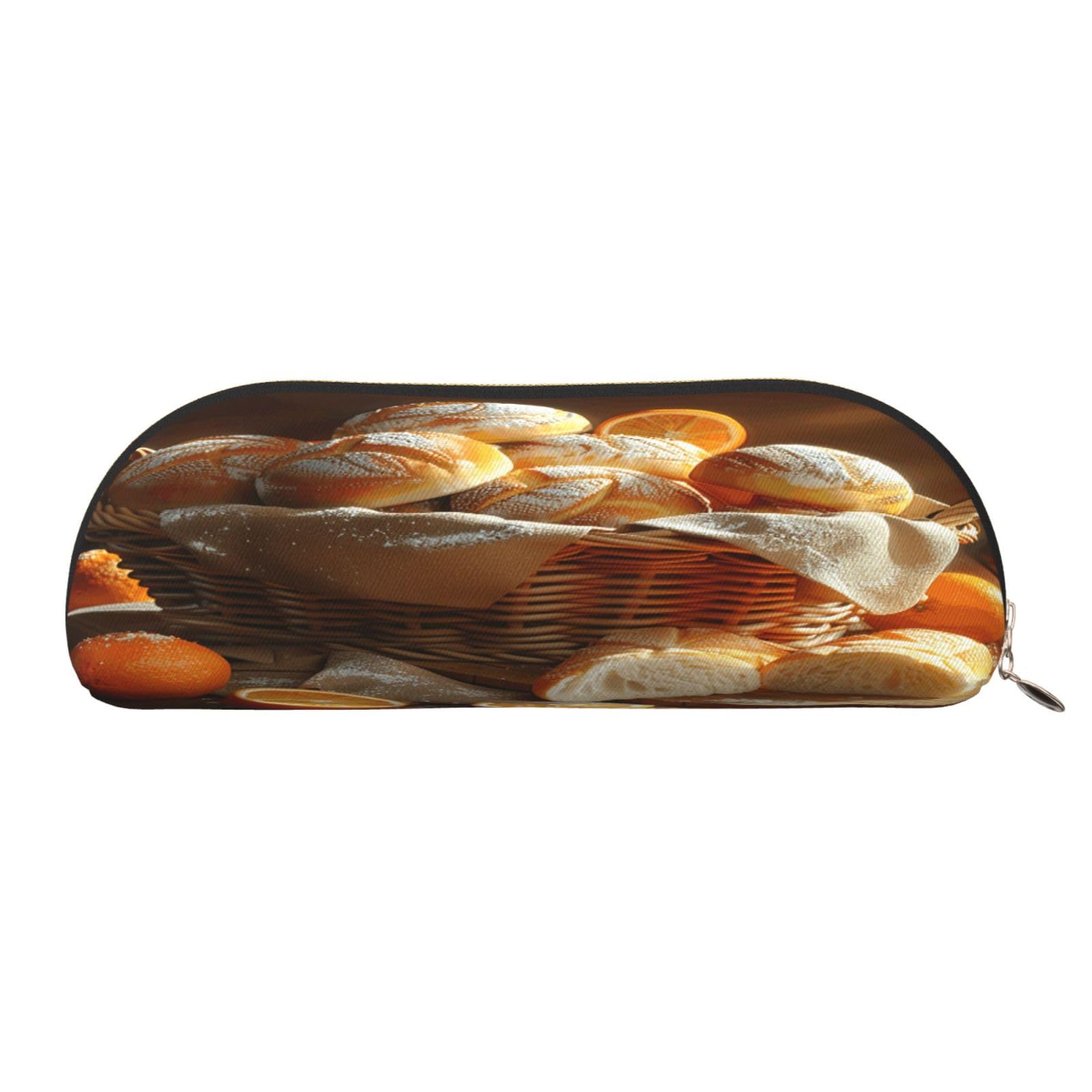 QMKFWT Basket Of Bread Pencil Pouch Leather,Small Pen Bags With Zipper For Pencils,Pens,Markers,Makeups,Change,Coins