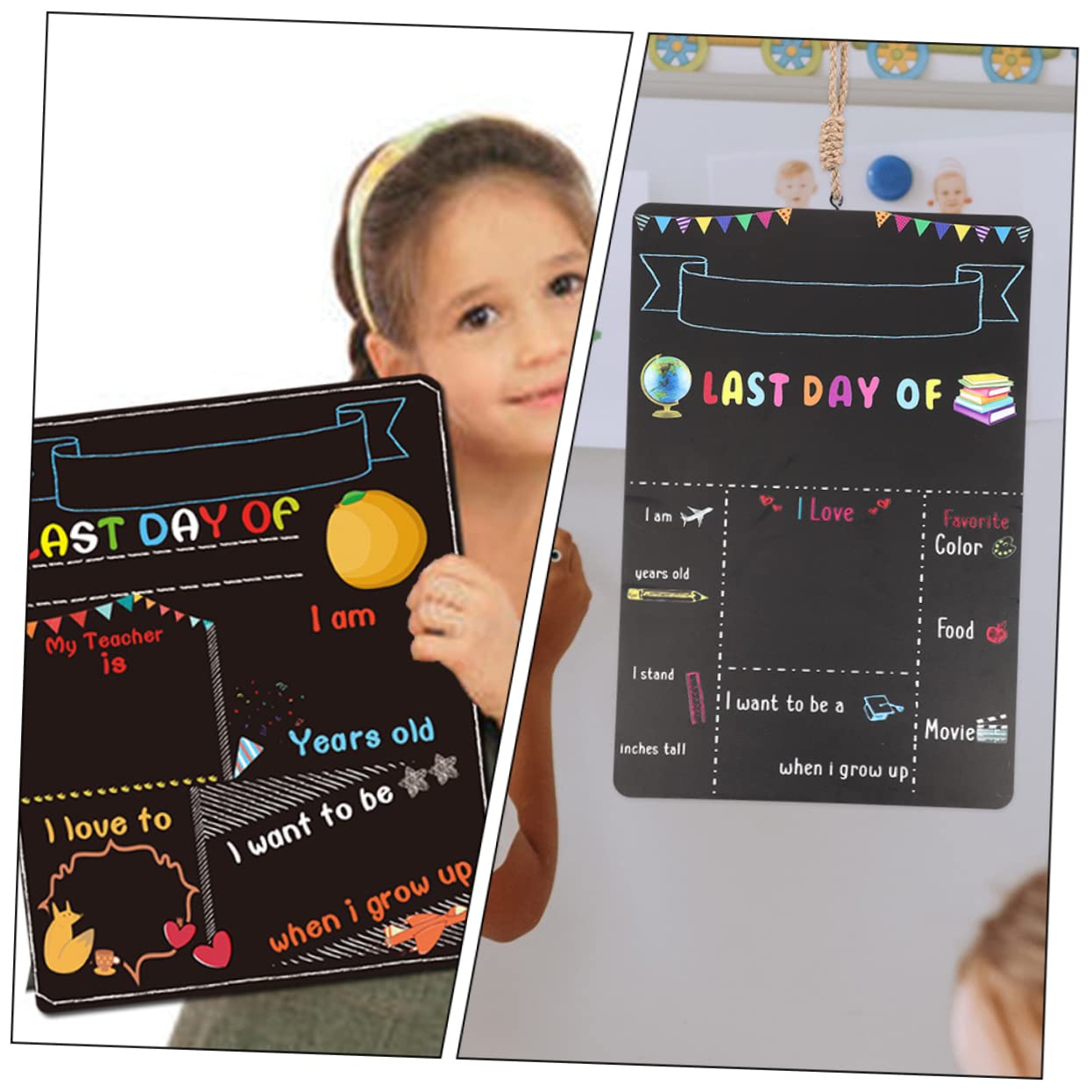 STOBOK 8stücke Kindergarten Tafel Doppelseitige Kreidetafel Für Ersten Schultag Dekorative Holzschilder Für Mädchen Für Und Kreative Aktivitäten