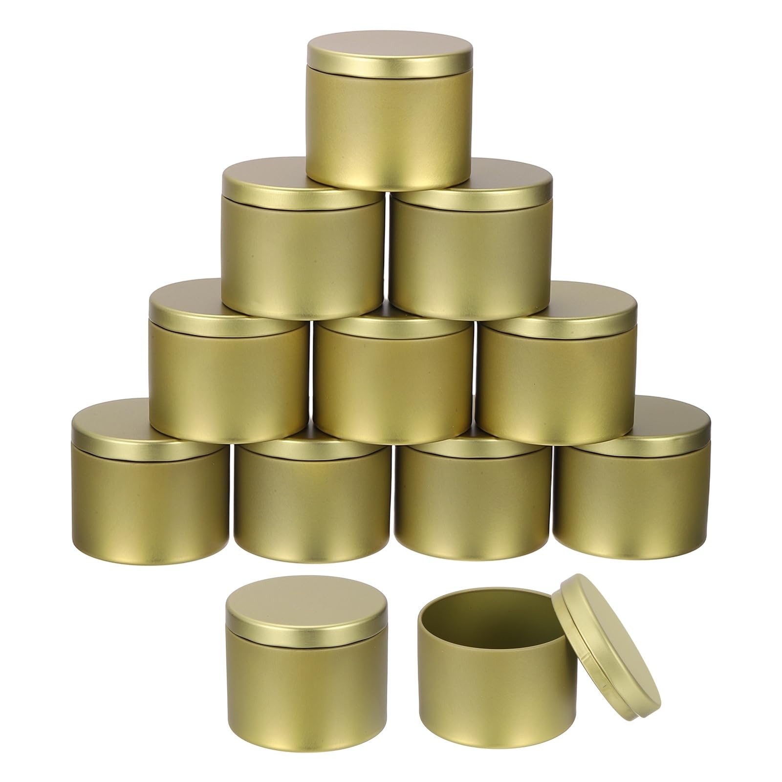 Boîtes à bougies vides dorées 113g avec couvercles pour création artisanale de bougies Lot de 12