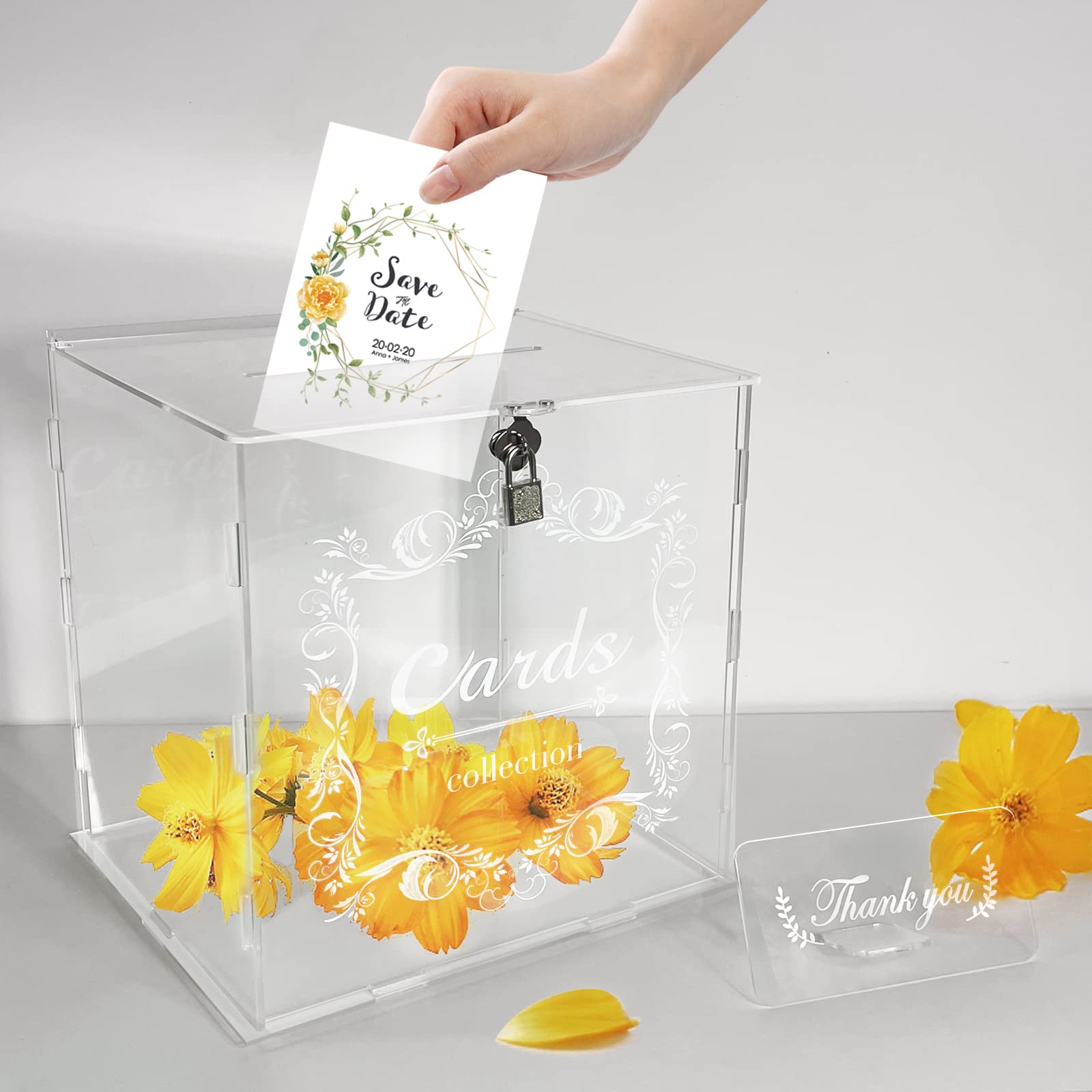 Amazon.co.jp: EVNEED アクリルウェディングカードボックス ロック付き