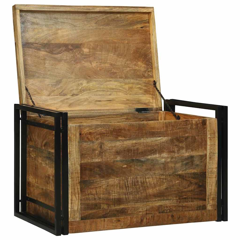 Caja de almacenamiento de 80 x 50 x 50 cm Baúl de madera de mango y hierro