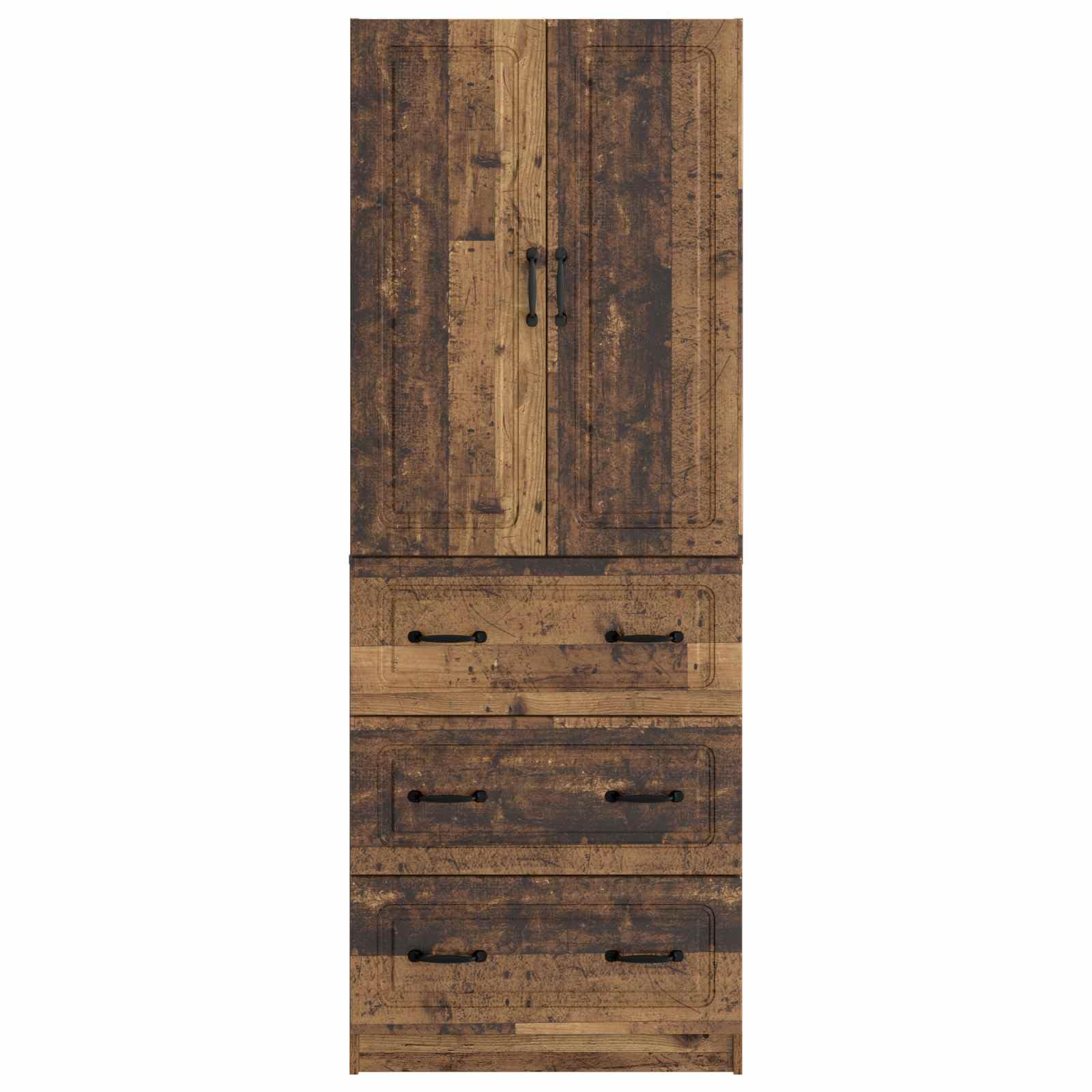 Set di 2 armadi in legno con maniglie in metallo, 66 x 34,5 x 87 cm, versatile in soggiorno, corridoio o ufficio, per vestiti, documenti, attrezzi e più spazio