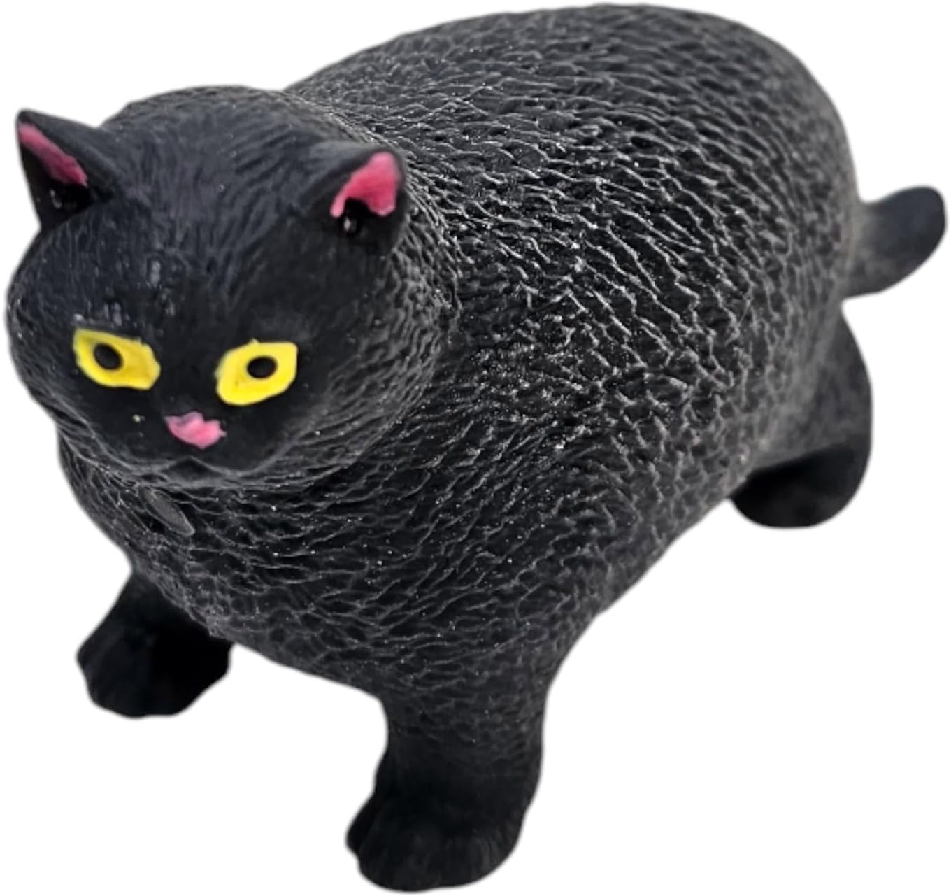 Stretchy House Cat (Black Cat) (4 Inch) Rubber Fidget Toy Stress Relief Black, Grey, Orange and White Cats (1 Black)
