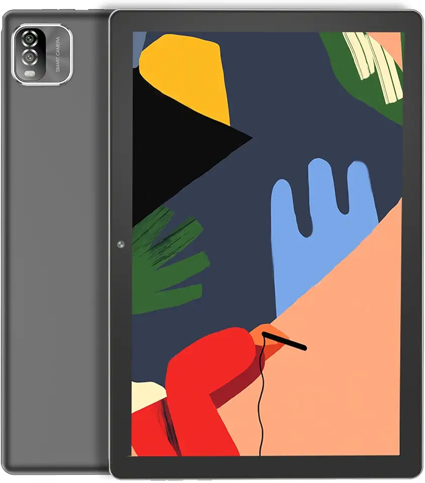 PRITOM Novo tablet com capa, tablet Android 14 de 10 polegadas, 64 GB, expansível de 1 TB, tela IPS HD de 1280 x 800, processador quad-core, 6000 mAh, Bluetooth, TAB10