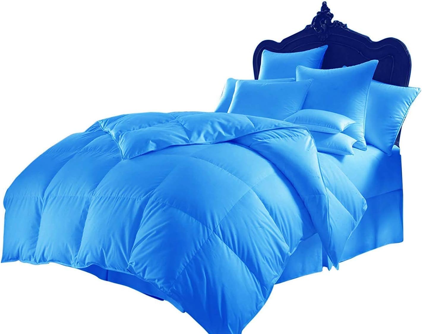 All Season Luxurious 1000 Series,Luxury Goose Down Alternative Comforter, Full/Queen Size - Quilt 3PC-Comforter 100% Egyptian Cotton Comforter, Hotel Quality 500 GSM,Turquise Blue (90" x 90")